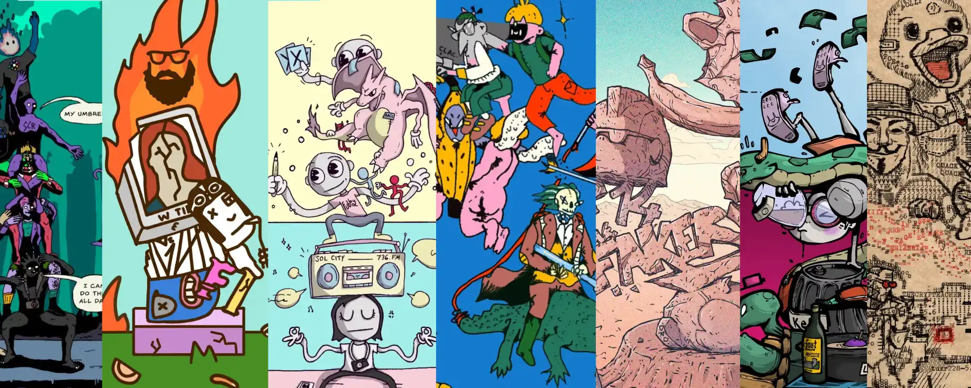 Totem & Friends — a strip of collaborator works
